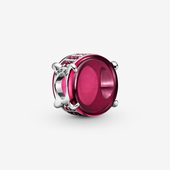Fuchsia Rose Oval Cabochon Charm-Final Sale Pandora Australia Sterling Silver