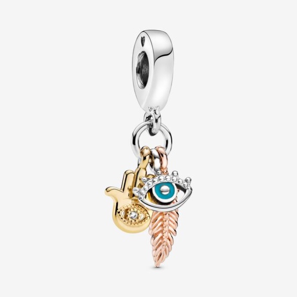 Hamsa All-Seeing Eye Feather Spirituality Dangle Charm Pandora Australia