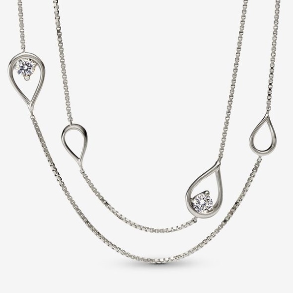 Pandora Australia Brilliance Lab-Created 0.50 Ct Tw Diamond Long Pendant Necklace White Gold