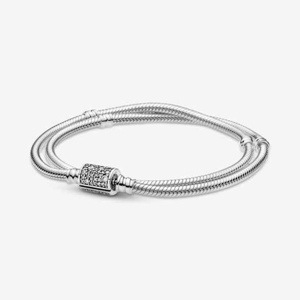 Pandora Australia Moments Double Wrap Barrel Clasp Snake Chain Bracelet/Necklace