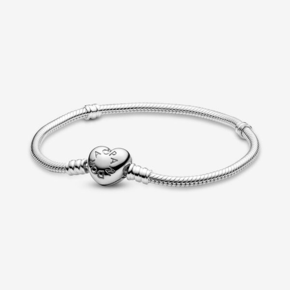 Pandora Australia Moments Heart Clasp Snake Chain Bracelet Sterling Silver