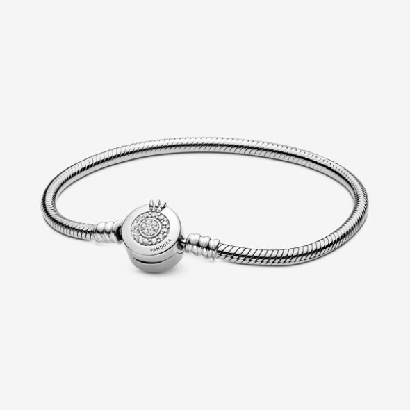 Pandora Australia Moments Sparkling Crown O Snake Chain Bracelet Sterling Silver