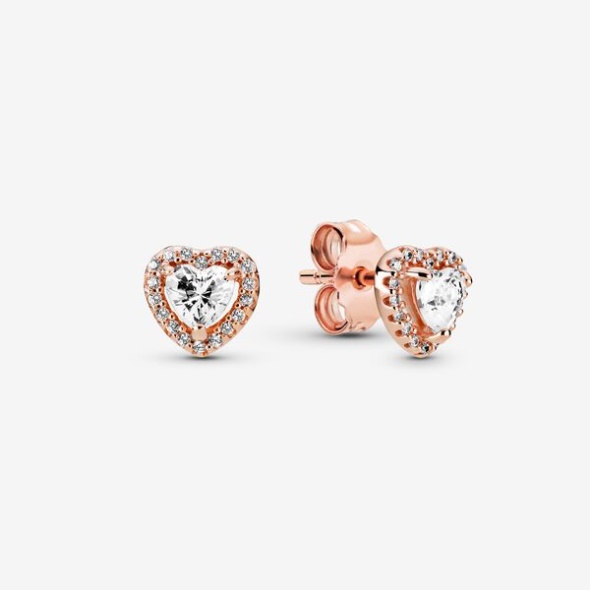 Sparkling Elevated Heart Stud Earrings Pandora Australia Rose Gold Plated