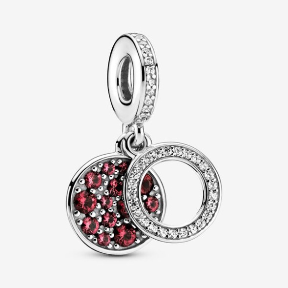 Sparkling Red Disc Double Dangle Charm Pandora Australia Sterling Silver