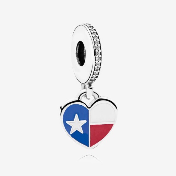 Texas Flag Heart Dangle Charm Mixed Enamel Pandora Australia