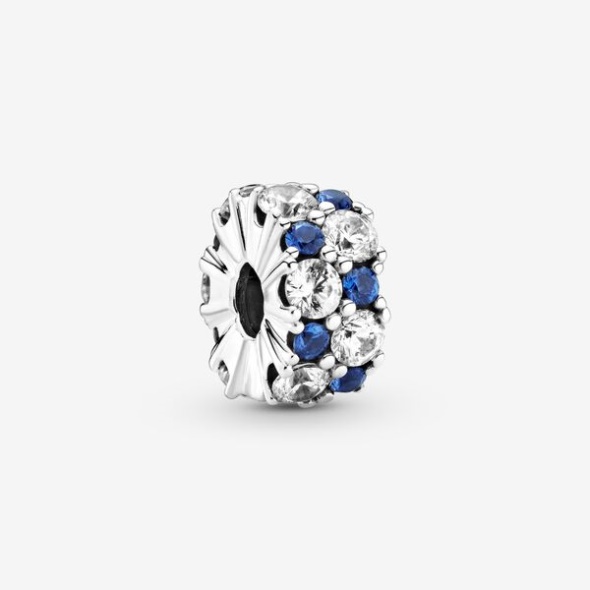 Clear Blue Sparkling Clip Charm Pandora Australia