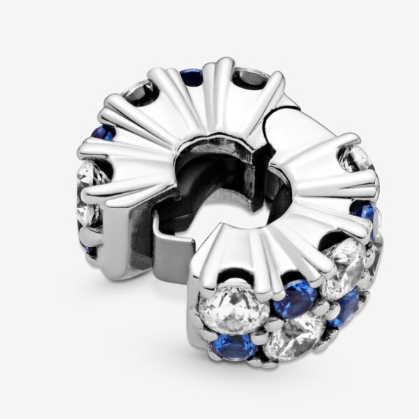 Clear Blue Sparkling Clip Charm Pandora Australia