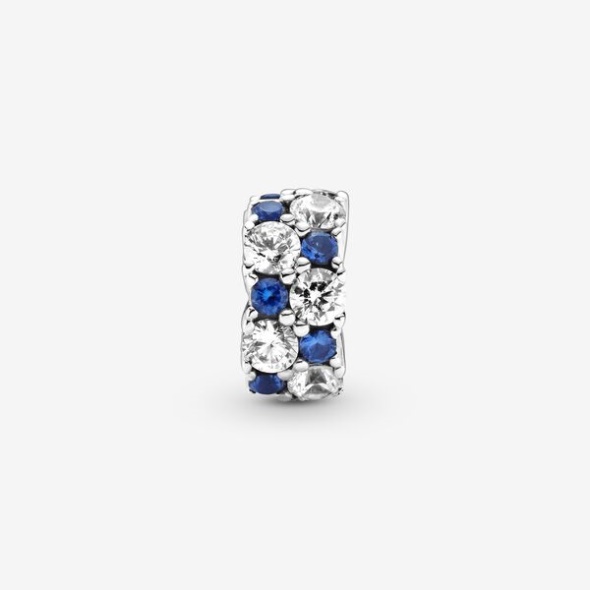 Clear Blue Sparkling Clip Charm Pandora Australia