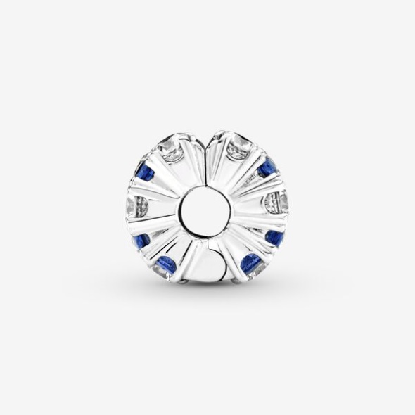 Clear Blue Sparkling Clip Charm Pandora Australia