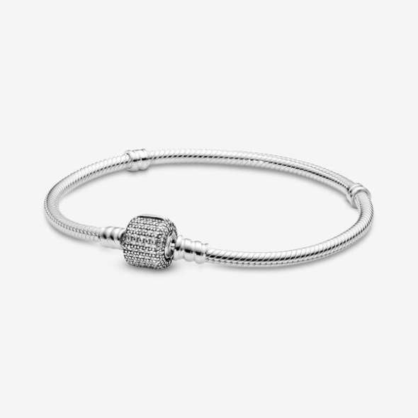 Pandora Australia Moments Sparkling Pave Clasp Snake Chain Bracelet