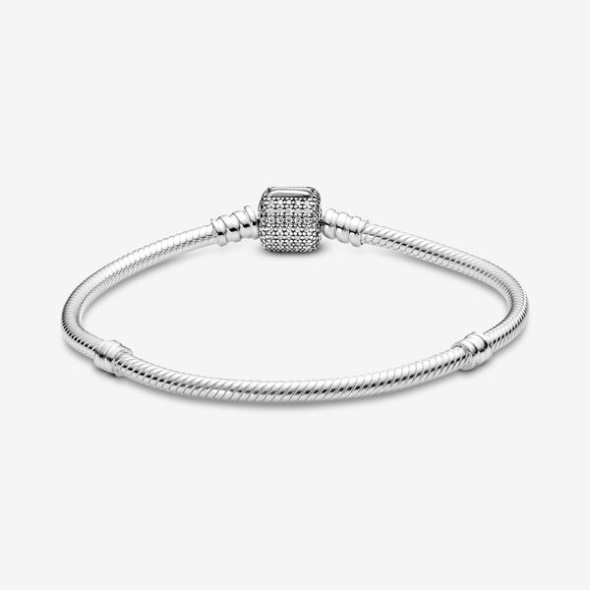 Pandora Australia Moments Sparkling Pave Clasp Snake Chain Bracelet