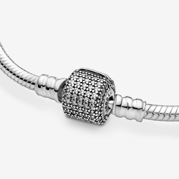 Pandora Australia Moments Sparkling Pave Clasp Snake Chain Bracelet