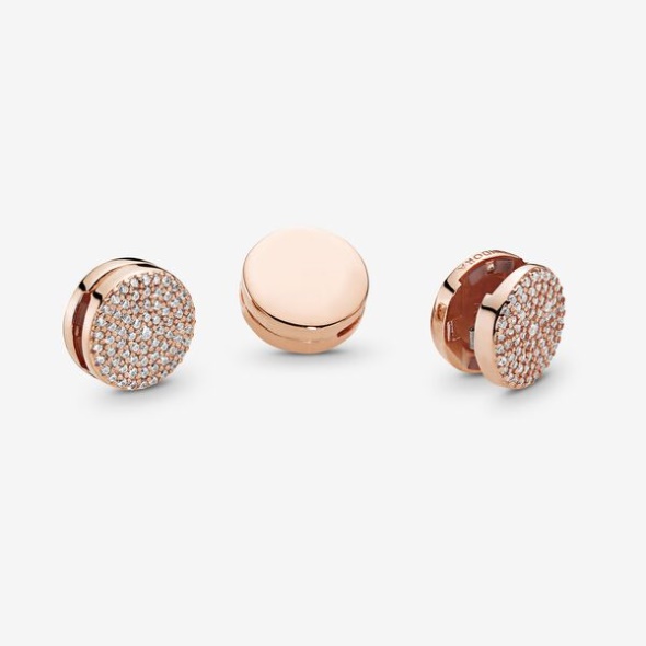 Round Pave Charm Pandora Australia Rose Gold Plated