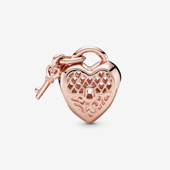 Love You Heart Padlock Charm Pandora Australia Rose Gold Plated
