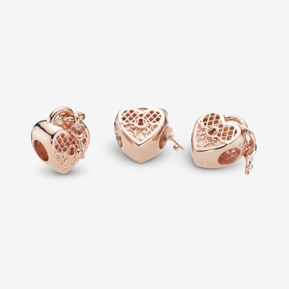 Love You Heart Padlock Charm Pandora Australia Rose Gold Plated