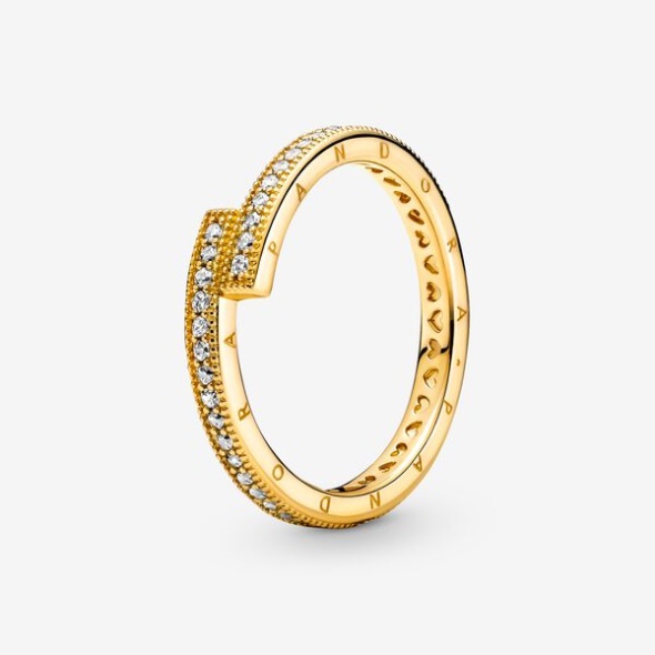Sparkling Overlapping Ring Pandora Australia Gold Plated