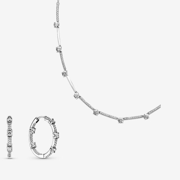Sparkling Pave Bars Earring And Necklace Set Pandora Australia