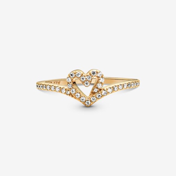 Pandora Australia Timeless Wish Sparkling Heart Ring Gold Plated