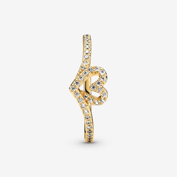 Pandora Australia Timeless Wish Sparkling Heart Ring Gold Plated