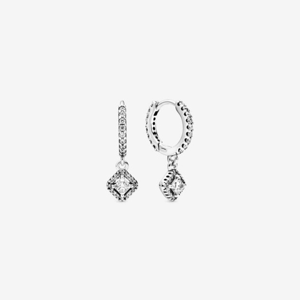 Square Sparkle Hoop Earrings Pandora Australia