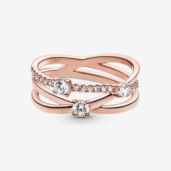 Sparkling Triple Band Ring Pandora Australia Rose Gold Plated