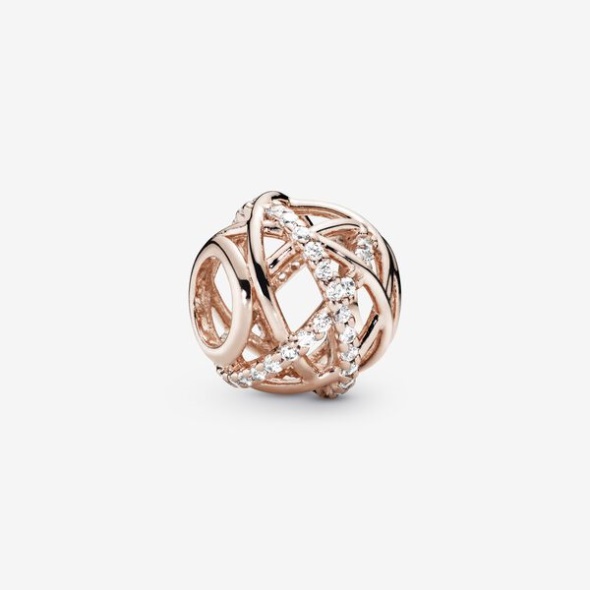 Sparkling Polished Lines Charm Pandora Australia Rose Gold Plated