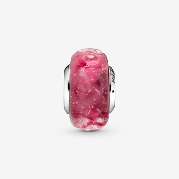 Wavy Fancy Pink Murano Glass Charm Pandora Australia
