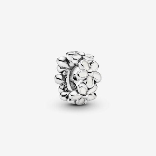 White Daisy Flower Spacer Charm Pandora Australia