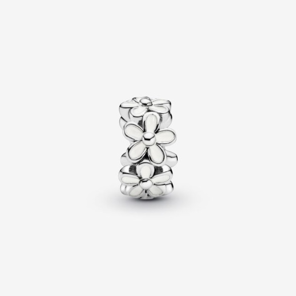 White Daisy Flower Spacer Charm Pandora Australia