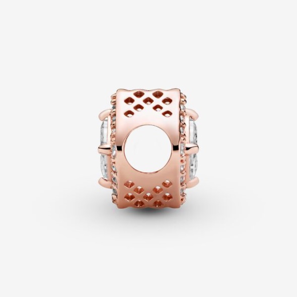 Square Sparkle Halo Charm Pandora Australia Rose Gold Plated