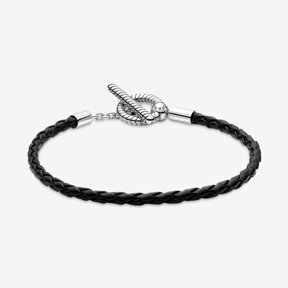 Pandora Australia Moments Braided Leather T-Bar Bracelet