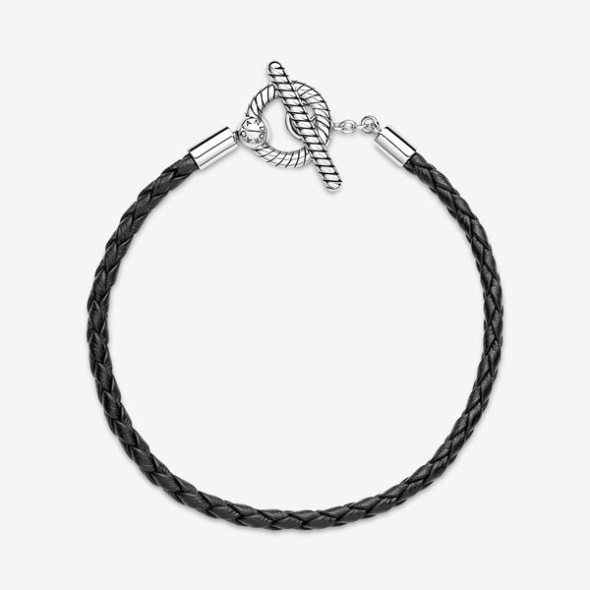 Pandora Australia Moments Braided Leather T-Bar Bracelet