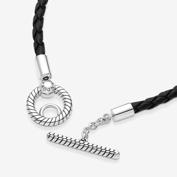 Pandora Australia Moments Braided Leather T-Bar Bracelet