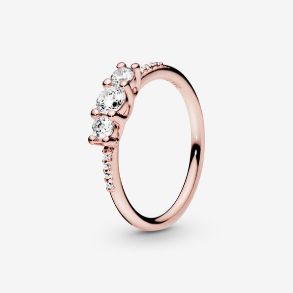 Clear Three-Stone Ring Pandora Australia Rose Gold Plated