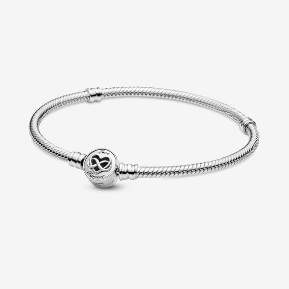 Pandora Australia Moments Heart Infinity Clasp Snake Chain Bracelet