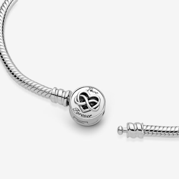 Pandora Australia Moments Heart Infinity Clasp Snake Chain Bracelet