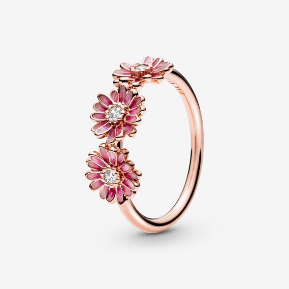 Pink Daisy Flower Trio Ring Pandora Australia