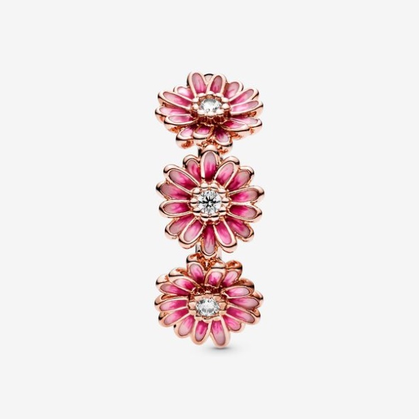 Pink Daisy Flower Trio Ring Pandora Australia