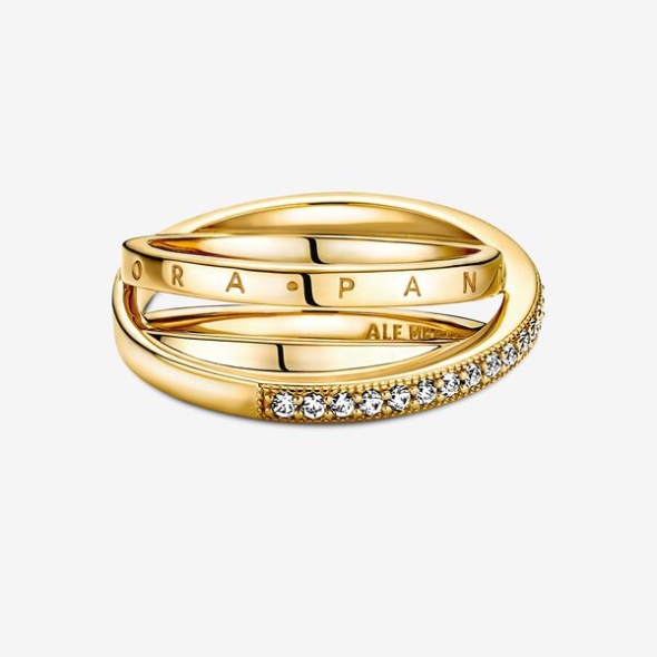 Crossover Pave Triple Band Ring Pandora Australia Gold Plated