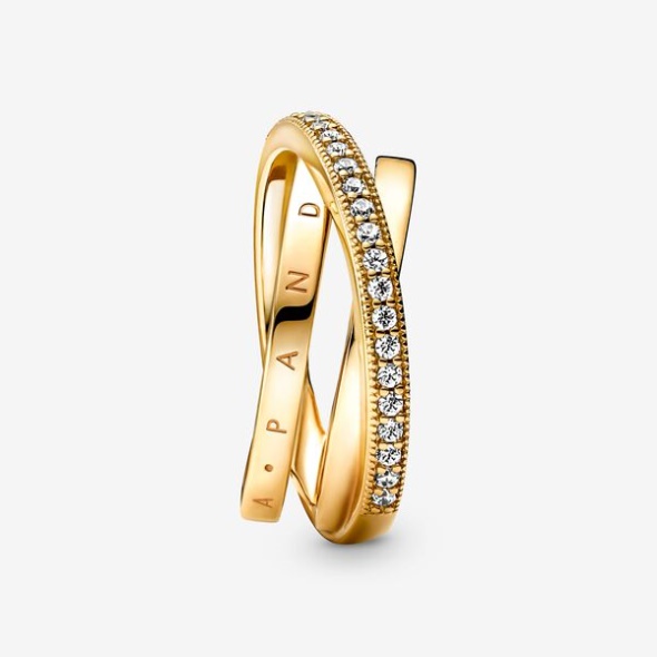 Crossover Pave Triple Band Ring Pandora Australia Gold Plated