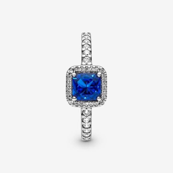 Blue Square Sparkle Halo Ring Pandora Australia