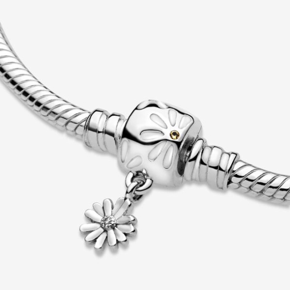 Pandora Australia Moments Daisy Flower Clasp Snake Chain Bracelet