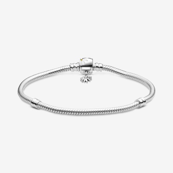Pandora Australia Moments Daisy Flower Clasp Snake Chain Bracelet