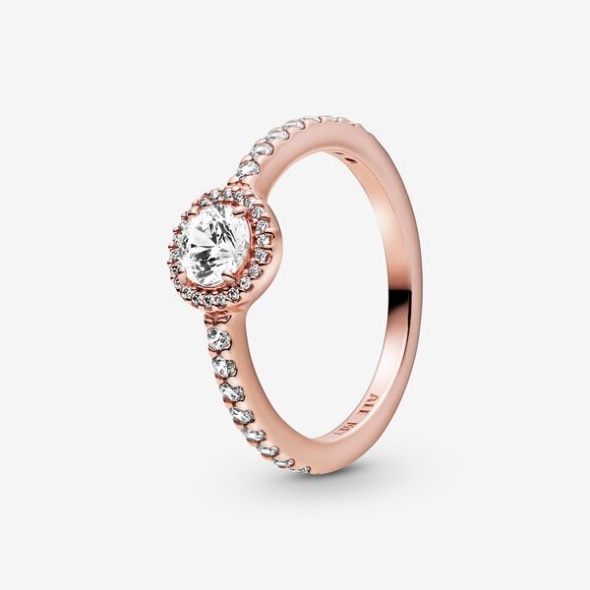 Classic Sparkle Halo Ring Pandora Australia Rose Gold Plated