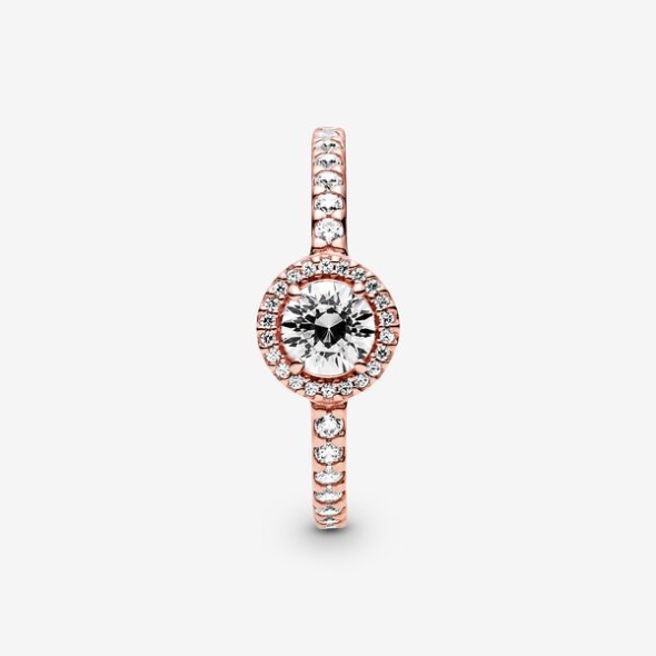 Classic Sparkle Halo Ring Pandora Australia Rose Gold Plated