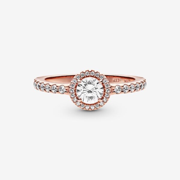 Classic Sparkle Halo Ring Pandora Australia Rose Gold Plated