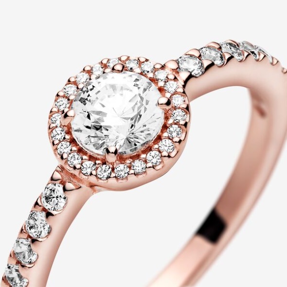 Classic Sparkle Halo Ring Pandora Australia Rose Gold Plated