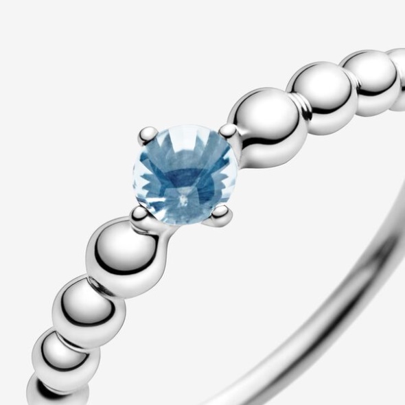 March Aqua Blue Beaded Ring Pandora Australia