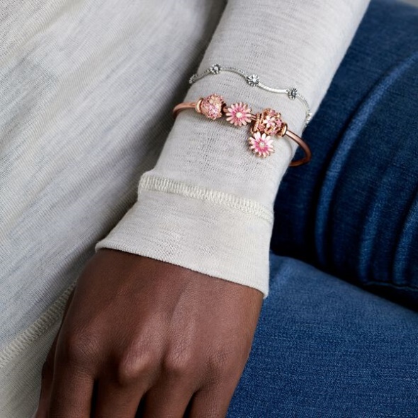 Pink Pave Daisy Flower Charm Pandora Australia