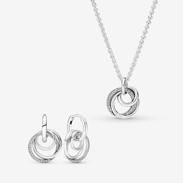 Family Always Encircled Hoop Earrings And Necklace Set Pandora Australia